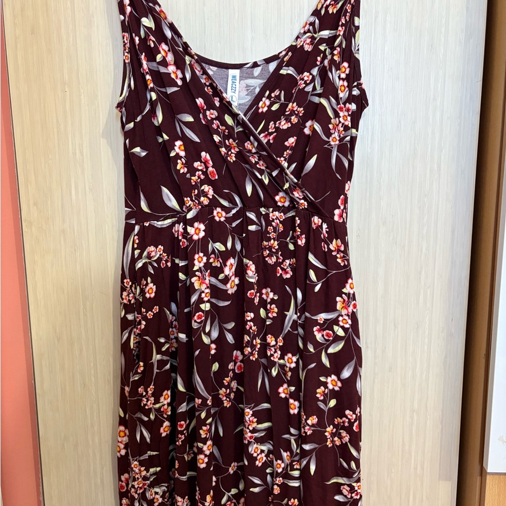 Amazon Burgundy Floral Maxi Dress